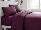 Extra Deep Fitted Sheet 32cm Pocket Easy Care Non-Iron Super Soft Polycotton Bedsheet Bedding Bed Linen - Single - Plum