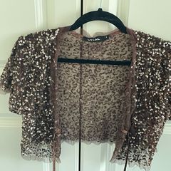 Bronze sequin shrug coverup