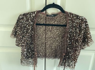 Bronze sequin shrug coverup
