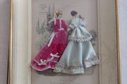 Antique French Shadow boxed dressed print handcrafted