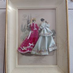 Antique French Shadow boxed dressed print handcrafted