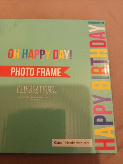Happy Birthday glass photo block