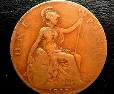 British ONE 1 penny 1912 Coin George V