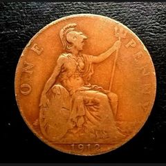 British ONE 1 penny 1912 Coin George V