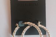 Pilgrim Silver Tone Twisted Rope Large Hoop Earrings New With Tags RRP 29.95 CAN POST