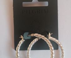 Pilgrim Silver Tone Twisted Rope Large Hoop Earrings New With Tags RRP 29.95 CAN POST