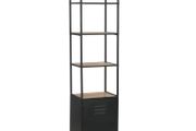 Bookcase Solid Firwood and Steel 40.5x32.5x180 cm