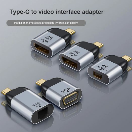 USB-C Thunderbolt 3 (Male) to VGA/WQXGA (Female) (2K/QHD/Full HD) [2560x1440@60Hz] Gold-Plated/Aluminum-Alloy Adapter (Brand New/Warranty)
