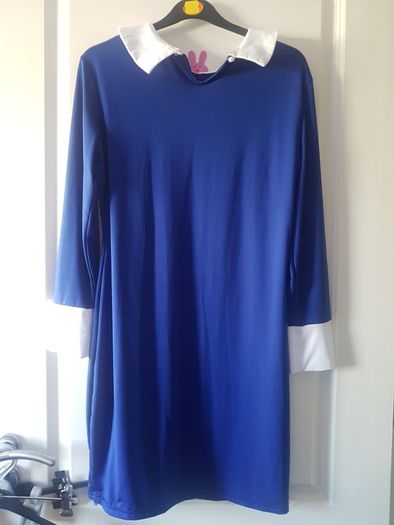 cobalt colour colar long sleeved dress size large new