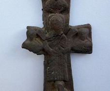 Ancient Byzantine / Medieval Bronze Encolpion Reliquary Cross (10th-13th Century)