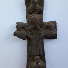 Ancient Byzantine / Medieval Bronze Encolpion Reliquary Cross (10th-13th Century)