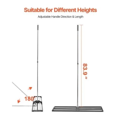Lawn Leveler with 83.9 in Adjustable Handle, 48x10 in Ground Plate, Heavy Duty & Rust-Resistant Metal Soil Leveler
