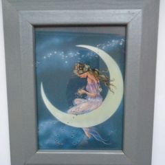 Fairy on the Moon picture, Home decor, Gift, Picture