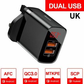 2 X Baseus QC 3.0 Dual USB Ports 18W Fast Wall Charger UK Plug (Brand New/Warranty)