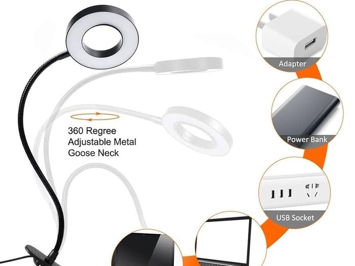 SALE |  USB LED Desk Lamp Clip On Light, Clip on Reading Light 48 LED 3 Light Mode 10 Dimmable Brightness, 360 Dwgree Flexible Gooseneck Clip Lamp for Reading Studying Headboard Bedroom Lighting