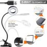 SALE |  USB LED Desk Lamp Clip On Light, Clip on Reading Light 48 LED 3 Light Mode 10 Dimmable Brightness, 360 Dwgree Flexible Gooseneck Clip Lamp for Reading Studying Headboard Bedroom Lighting Image 4