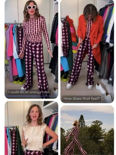 Amazing Zara Insta Famous Bloggers Limited Edition Pink Geo Print 3 Piece Suit, Blazer XL, Blouse XXL and Flare Trousers XL New with Tags