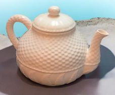 Vintage Bordallo Pinheiro Portugal Ceramic Basketweave Teapot