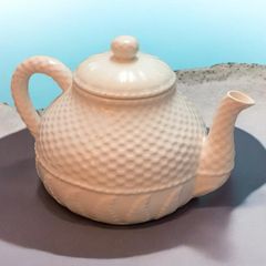 Vintage Bordallo Pinheiro Portugal Ceramic Basketweave Teapot