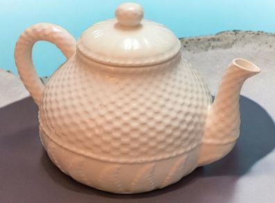 Vintage Bordallo Pinheiro Portugal Ceramic Basketweave Teapot