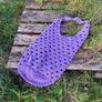 Handmade cotton crochet tote bag - lilac violet, shopping bag, woven shopper bag Image 4
