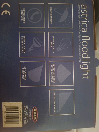 New Ring Astrica Security Floodlight Motion Sensor Halogen Black New In Box