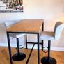 Solid Oak Bar Table with 2 Upholstered Bar Stools Image 7
