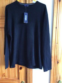 BNWTS Mens Black partially Ribbed Jumper size XL includes postage