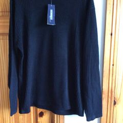 BNWTS Mens Black partially Ribbed Jumper size XL includes postage
