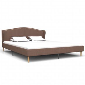Bed Frame Brown Fabric 150x200 cm
