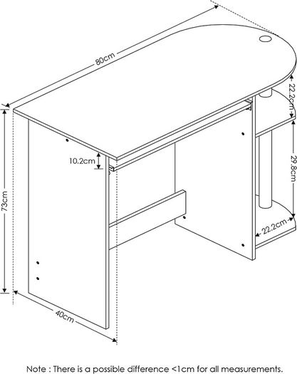 Simplistic Easy Assembly Computer Desk, Study Desk, Writing Desk, Espresso, 80 (W) x 73 (H) x 40 (D) cm (FREE POSTAGE)