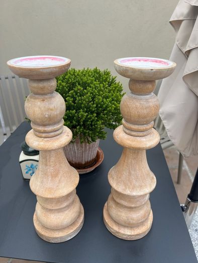 Wood candle holders 40x12cm