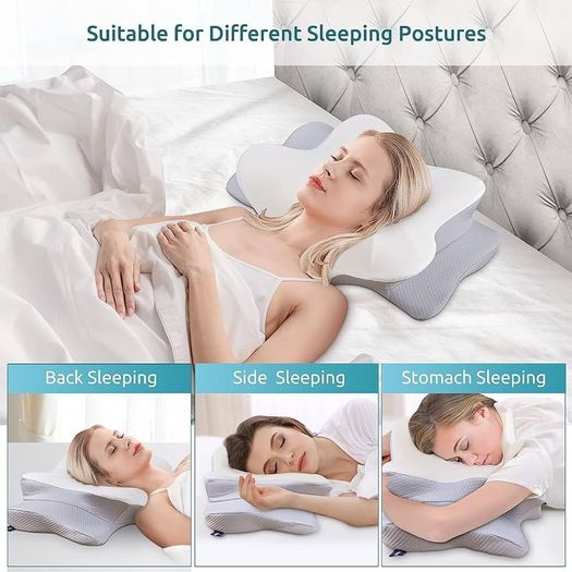 Cervical Pillow for Neck and Shoulder, Contour Memory Foam Pillow, Ergonomic Neck Support Pillow for Side Back Stomach Sleepers with Pillowcase