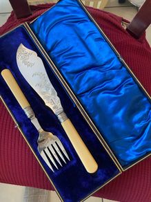 Antique Bone Handle Fish Servers