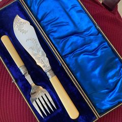 Antique Bone Handle Fish Servers