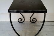 Wrought iron scroll leg side table