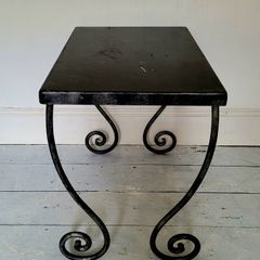 Wrought iron scroll leg side table