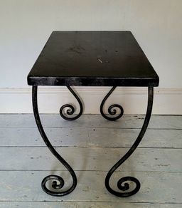 Wrought iron scroll leg side table