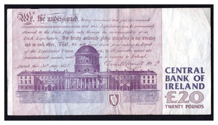 1999 Ireland IR20 Daniel O Connell Banknote Series C. Note issued 09/12/99. Serial number VPV329972