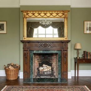 Regency styled wood framed gilt wood overmantel mirror