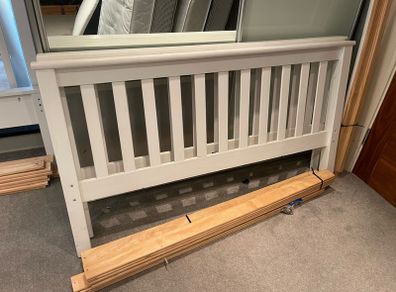 Beautiful White 4Ft 6 Double Wooden Bed Frame - Can Deliver