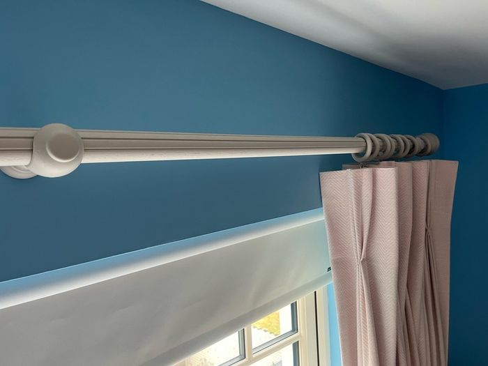 Bedroom Curtains, pole and hold backs