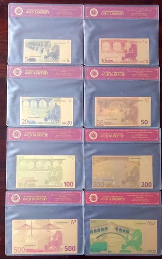 European EURO Set - Euro 24K Gold Plated Banknotes
