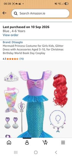 Mermaid Costume for 4-6 yrs
