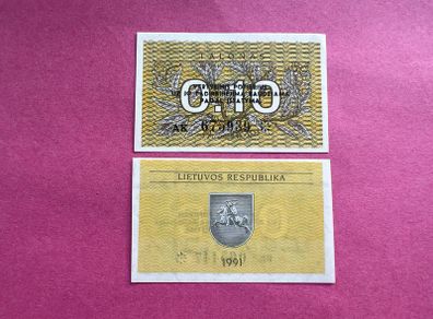 Lithuania  0.10 TALONAS   1991. ( Uncirculated )