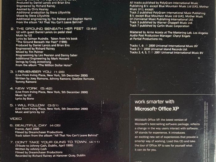 U2 [2001] Exclusive CD: 5 Track EP + 2 Videos (CD Album) The Sunday Times Promo