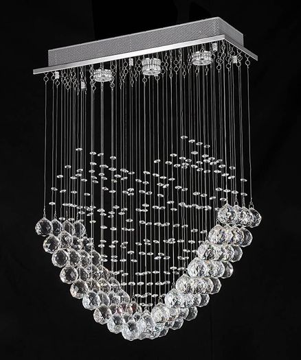 Heart Shape Crystal Chandelier, Modern Crystal Romantic LED Ceiling Lights Fixture, Rectangle Flush Mount Pendant Lamp for Living Room, Bedroom, Dining Room, Hallway, L50cm W20cm H70cm (FREE POSTAGE)