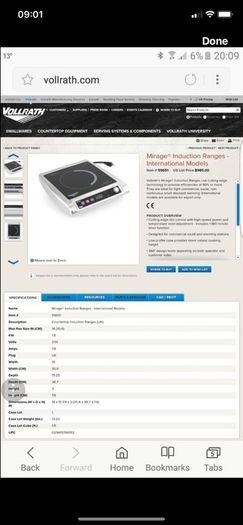 Vollrath Mirage induction hob