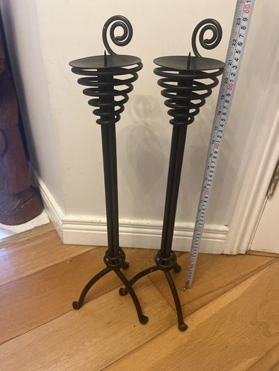 Pair of Wrought Iron Candle Holders
