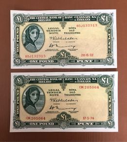 Two Irish One pound lavery Notes